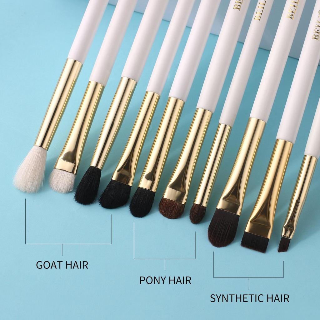 BEILI Кисти для макияжа белый золотой 10 шт. тени для век брови набор кистей для подводки глаз козья шерсть инструменты для макияжа глаз brochas maquillaje