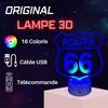 Lampe de Chevet 3D LED Route 66, Veilleuse changement de Couleurs, LampeTactile Bureau et Chambre, Moto états unis