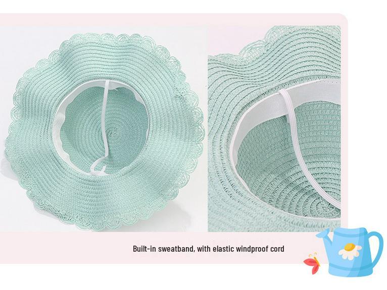 Korean-Style Kids' Floral Straw Hat & Bag Set - Sun Protection Beach Hat