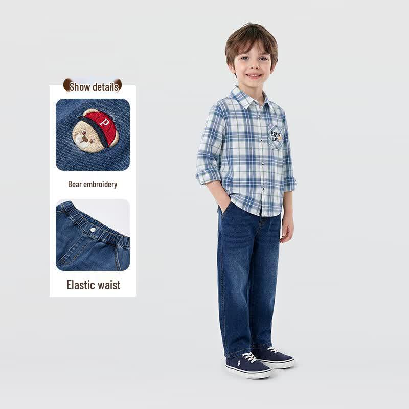 PawinPaw Boys' Cartoon Bear Loose Tapered Jeans