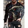 Animal Eagle 3D Digital Printed Men's Fashion Trend Round Neck Long Sleeved T-shirt
