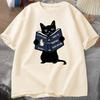 How To Control Your Human Reading Cat T Shirt Funny Men Women Cat Graphic T Shirts Oversized Short Sleeve Clothing T-shirt Tops