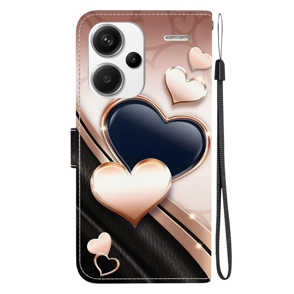 Чехол-книжка из искусственной кожи ручной работы для Xiaomi Redmi Note 13 Pro+/ Note 13 Pro Plus 5G, противоскользящий, противоударный, с ремешком на запястье и рисунками кошек с сердечками/розами