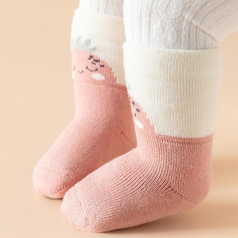 3 пары плюшевых носков для новорожденных, зимние теплые детские носки средней длины, утолщенные бархатные, противохолодные, детская обувь, милые мультяшные детские носки