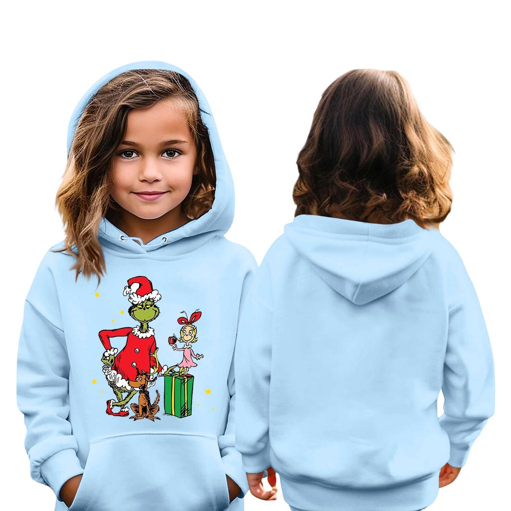 Рождественская детская толстовка с длинным рукавом, легкая повседневная толстовка с капюшоном, свободная, удобная детская толстовка