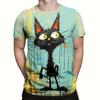 Летняя мужская футболка с принтом кота, повседневная футболка с коротким рукавом и 3D-принтом, модная уличная одежда, свитер с круглым вырезом, свободная мужская одежда