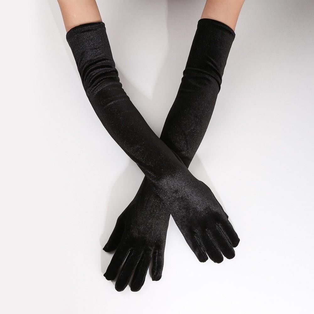 Solid Color Velvet Long Gloves 53cm Evening Dress Gloves Women's Fluffy Gloves Party