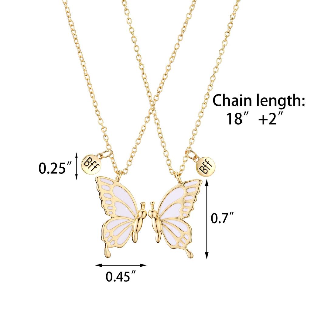 WEDDINEN Милое ожерелье в виде бабочки BFF для 2 человек, эмалированное ожерелье в виде бабочки для дружбы для девочек-подростков, женщин, лучшего друга на день рождения, без драгоценных камней, подарок,