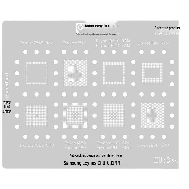 Amao Подходящий трафарет для паяльной пасты для Samsung S20/S21/A70/A90/J720/S10+/Note10 Многоцелевой чип