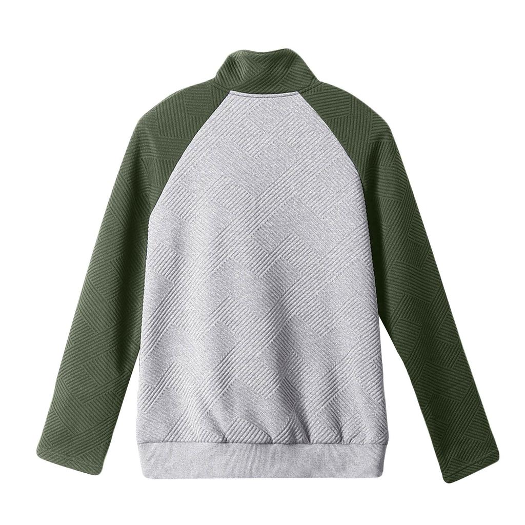 Женская повседневная и удобная толстовка с v-образным вырезом и воротником-стойкой контрастного цвета с длинными рукавами в стиле пэчворк