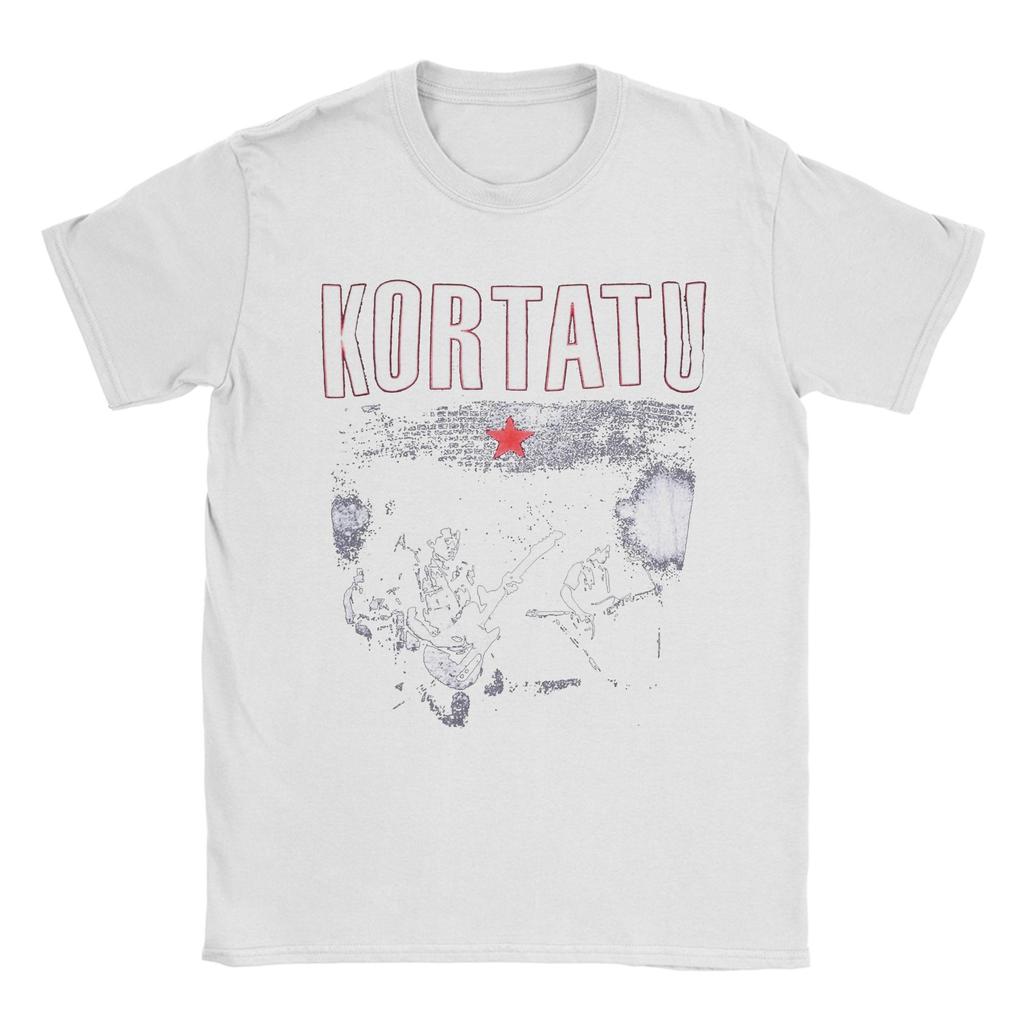 Футболки для мужчин с музыкальным принтом Kortatu, забавные футболки из чистого хлопка с круглым вырезом и коротким рукавом, топы больших размеров