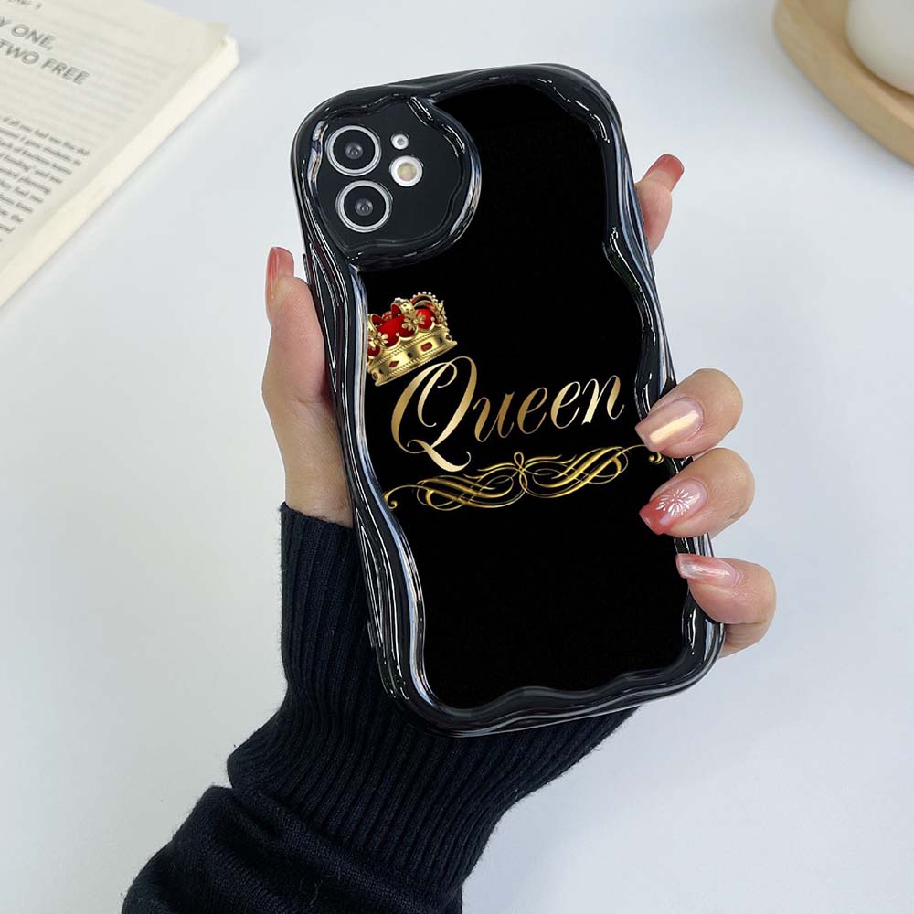 Чехлы для телефонов iPhone 11, 12, 13, 14, 15 Pro Max 7, 8 Plus Infinix Hot 40 Realme C55 C35 OPPO A17 A30 King Queen, эксклюзивный мягкий чехол с кремовым узором