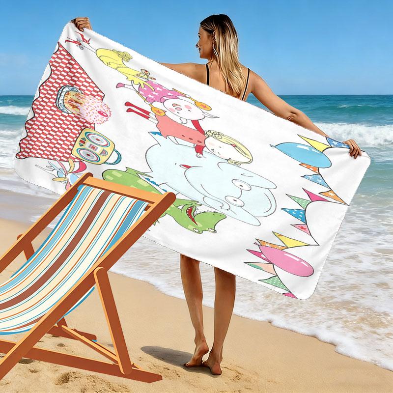 Tilly Friends Joy Print Beach Towel, Large Soft Quick Dry Towel for Beach Camping Swimming