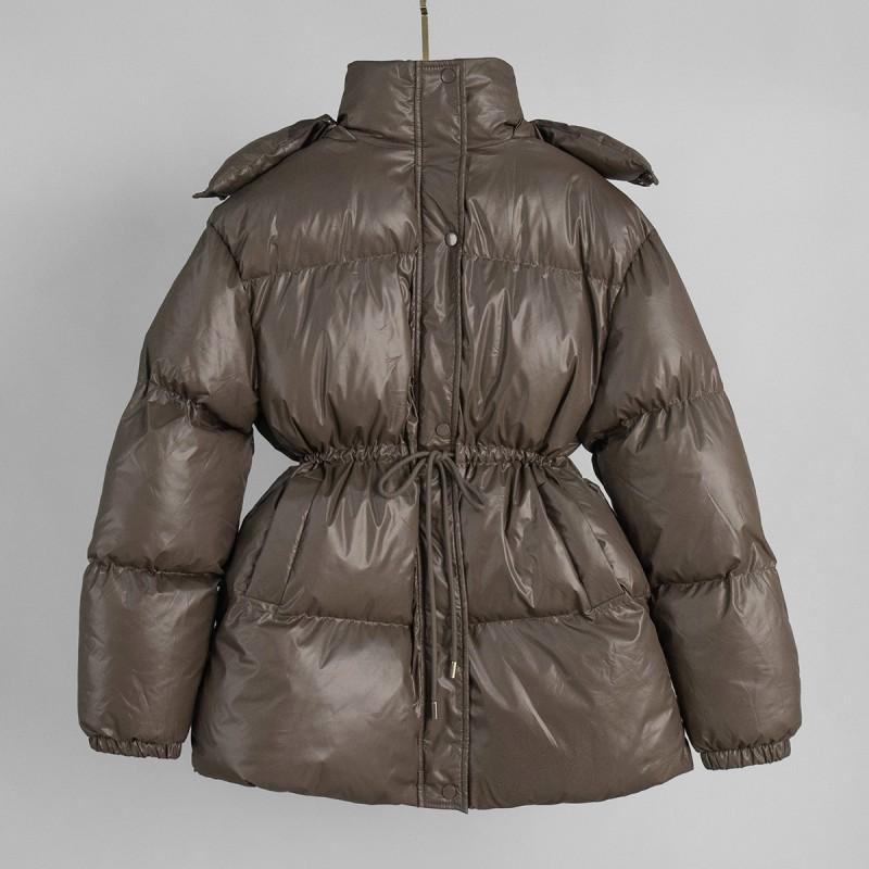 Womens Hooded Zip Up Puffer Coat Solid Color Warm Winter Cotton Jacket Streetwear