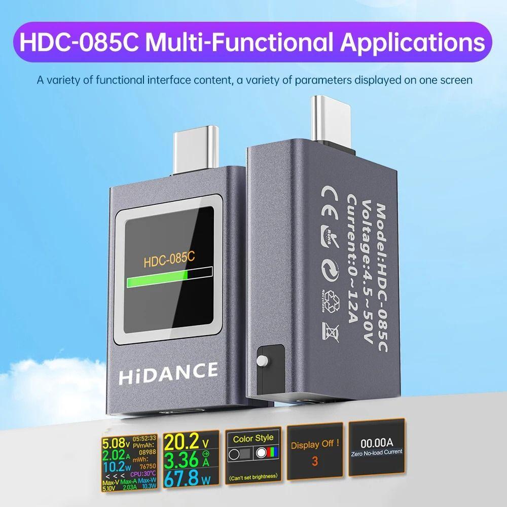 Многофункциональный USB Type-C Тестер LED Цветной Дисплей DC 4,5-50В 0-12А 600Вт USB Амперметр Измеритель Мощности Алюминиевый Сплав