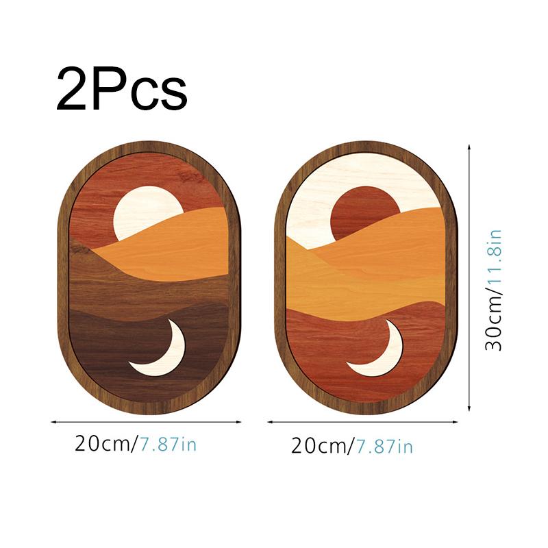 2Pc Wooden Wall Stickers Farmhouse Decoration Wooden Ornament Bohemia Art Installations Retro Hollow Flower Wall Hanging