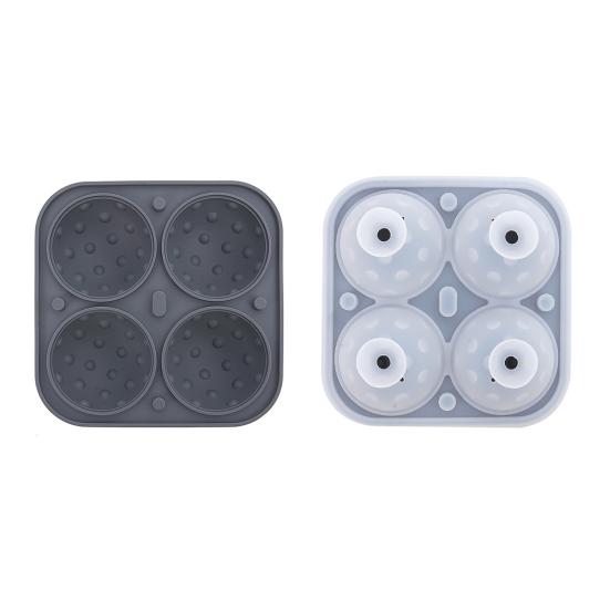 Silicone Ice Ball Tray with Lid 4 Cavities Easy Release BPA Free Summer Refrigerator Cocktail Whiskey Ice Sphere Maker Press Mold Kitchen Supplies