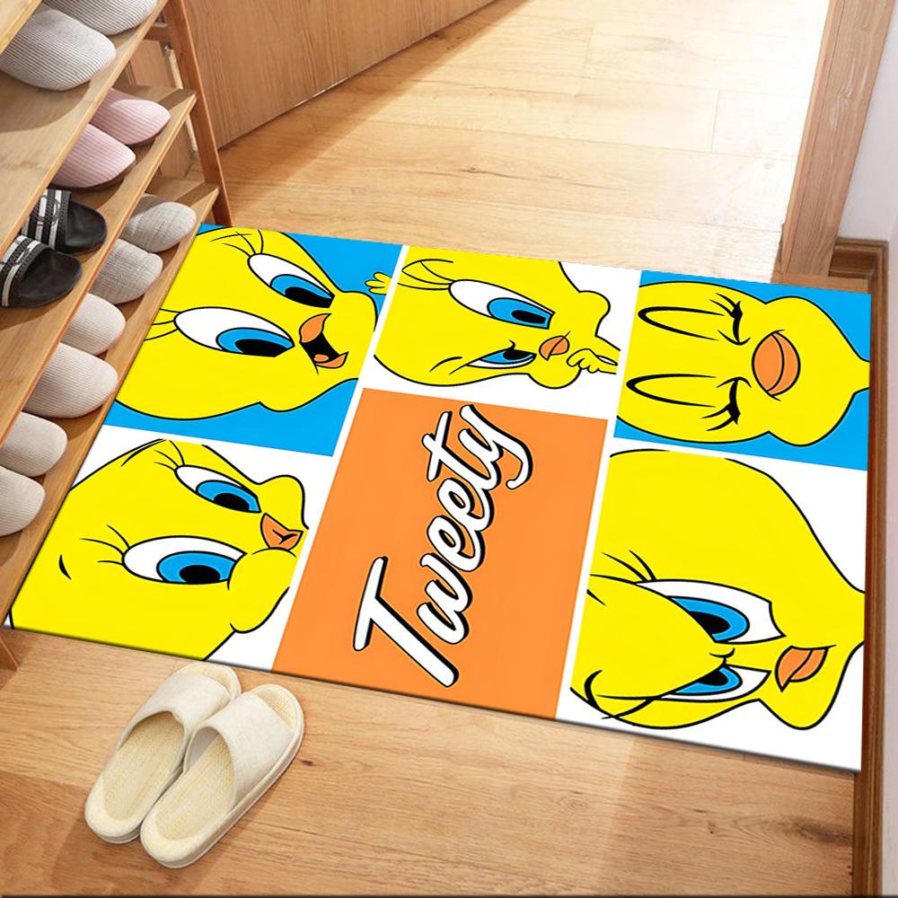 Tweety Bird Collage Square rugs are a great choice for living rooms, bedrooms, home décor, and as gifts.