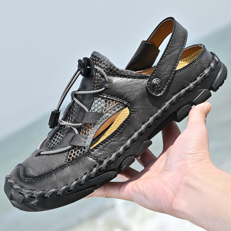 Fashion Fashionable Summer Large Size Hollow Breathable Beach Sandals Trendy Jacket Casual Online Shoes Men's Slippers Rubber Sole
