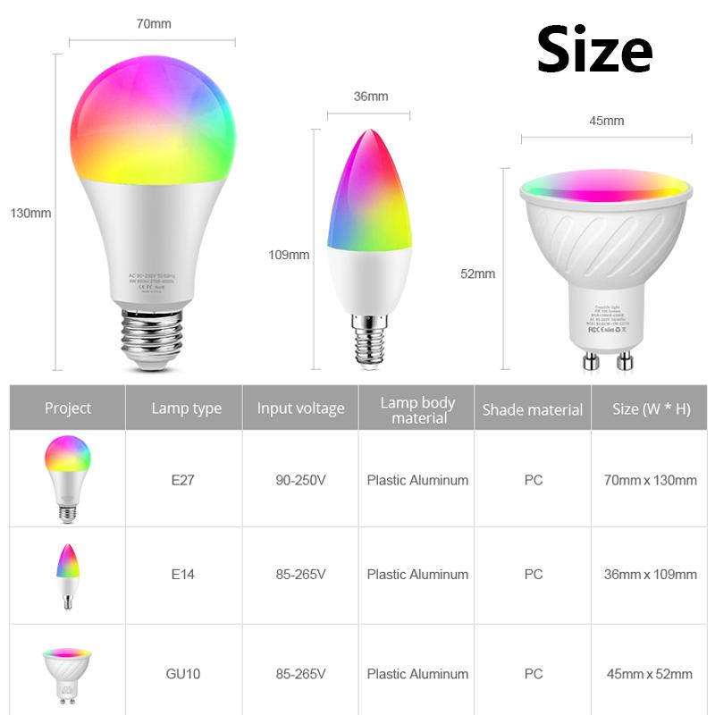 AIMENGTE E14/GU10/E27 светодиодные точечные лампы с регулируемой яркостью RGBCW WiFi лампа для Apple Homekit