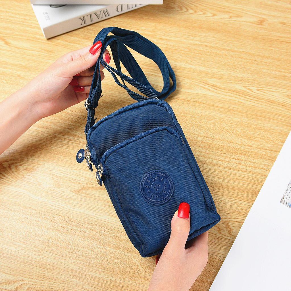 Women's Nylon Multipurpose Bag: Crossbody, Mobile, Coin Purse, Wrist & Neck Bag for Running
