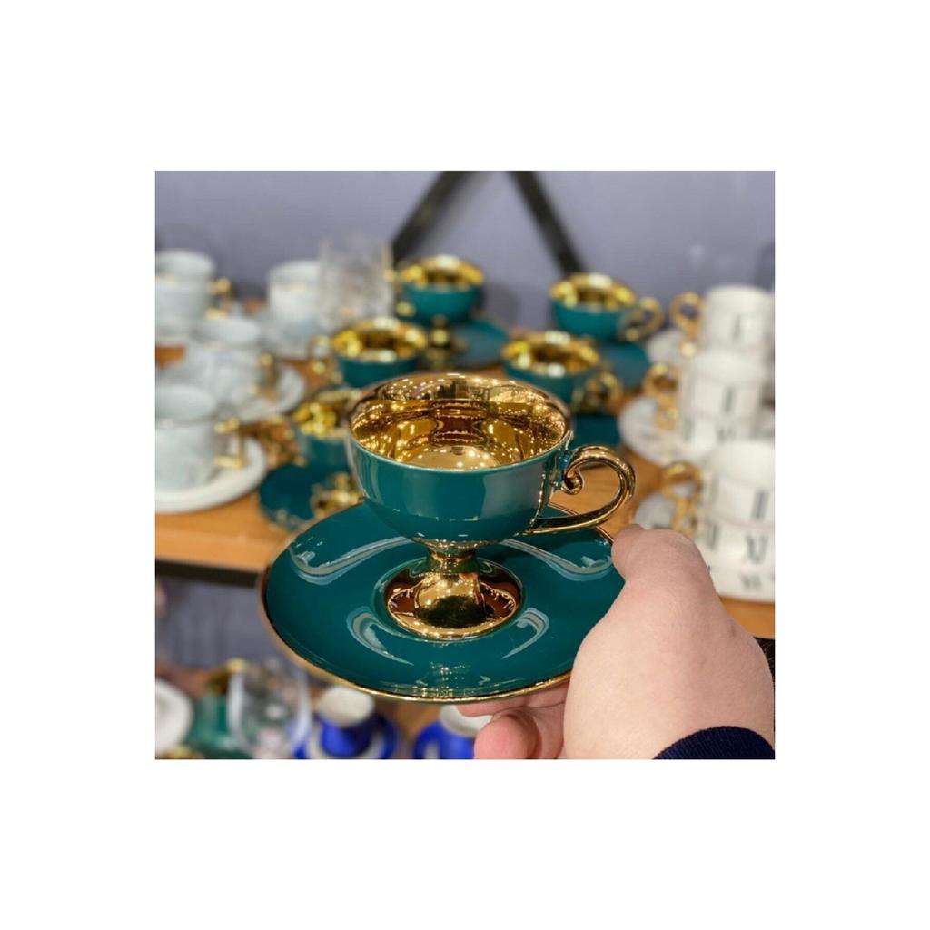Набор кофейных чашек Std 6-персон Green Gold Left Cup Set Victoria-3000 Classic