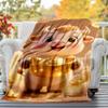 1pc Golden Ox Holding Treasure Outdoor Flannel Blanket Soft Warm All-Season Throw for Sofa Bed Car Camping Office, Cozy Gift Idea1284S