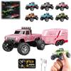 RC Truck USB-C Rechargeable Underflow With Trailer, 1:64 Scale Truck Remote Control Car With Lights, 2.4Ghz Remote Control
