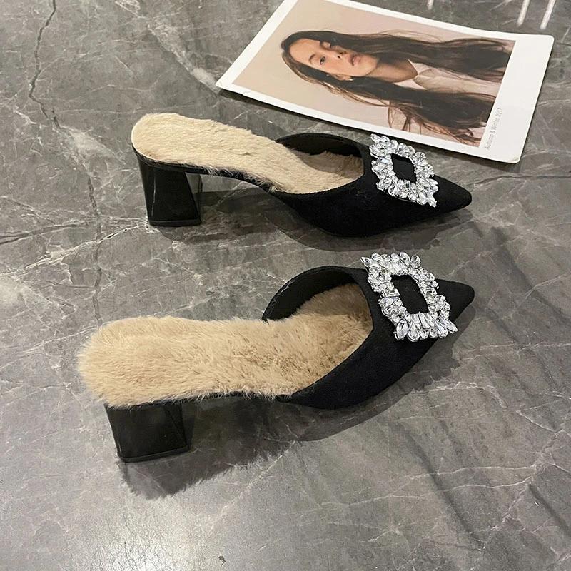 Fashion Women's Shoes 2024 Fashion Slingbacks Women's High Heels Hot Sale Crystal Dress Pumps Women Sexy Pointed Toe Heels Women Zapatos