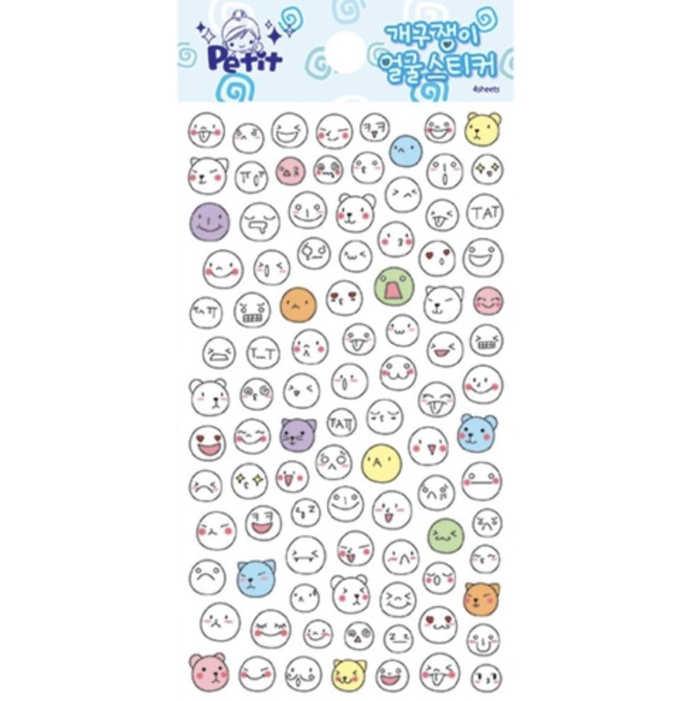 Petit Fancy Наклейки с выражением лица (по 10 шт. каждая) — 13 вариантов [корейский/украшения/скрапбукинг своими руками]