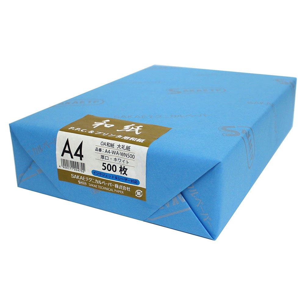 SAKAE Technical Paper OA Washi (Japanese paper), Thick, 80g/m2, Large Ceremonial Paper, A4, White, 500 sheets, A4-WA-WN500
