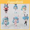 Adorable Pvc Rabbit Ears Hatsune Miku Q Version Collectible Toy Figure Set
