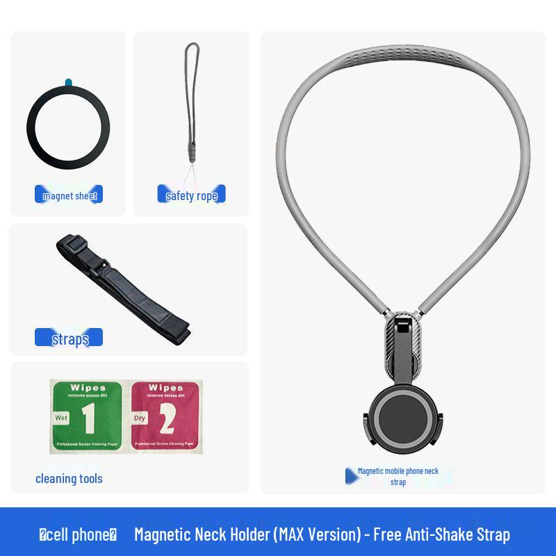 Магнитный держатель для телефона на шею для прямых трансляций: Ударопрочный, Стабилизирующий, Нагрудное крепление для велоспорта, Съемка от первого лица