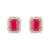 Дизайнерские серьги-гвоздики Estele квадратной формы с покрытием из розового золота и рубиновыми камнями, CZ для женщин