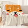 Cute Puppy Corgi Cartoon Dog Funny Face Flannel Warm Comfort Soft Plush Blanket for Sofa Living Room Office Bedroom Travel Gift