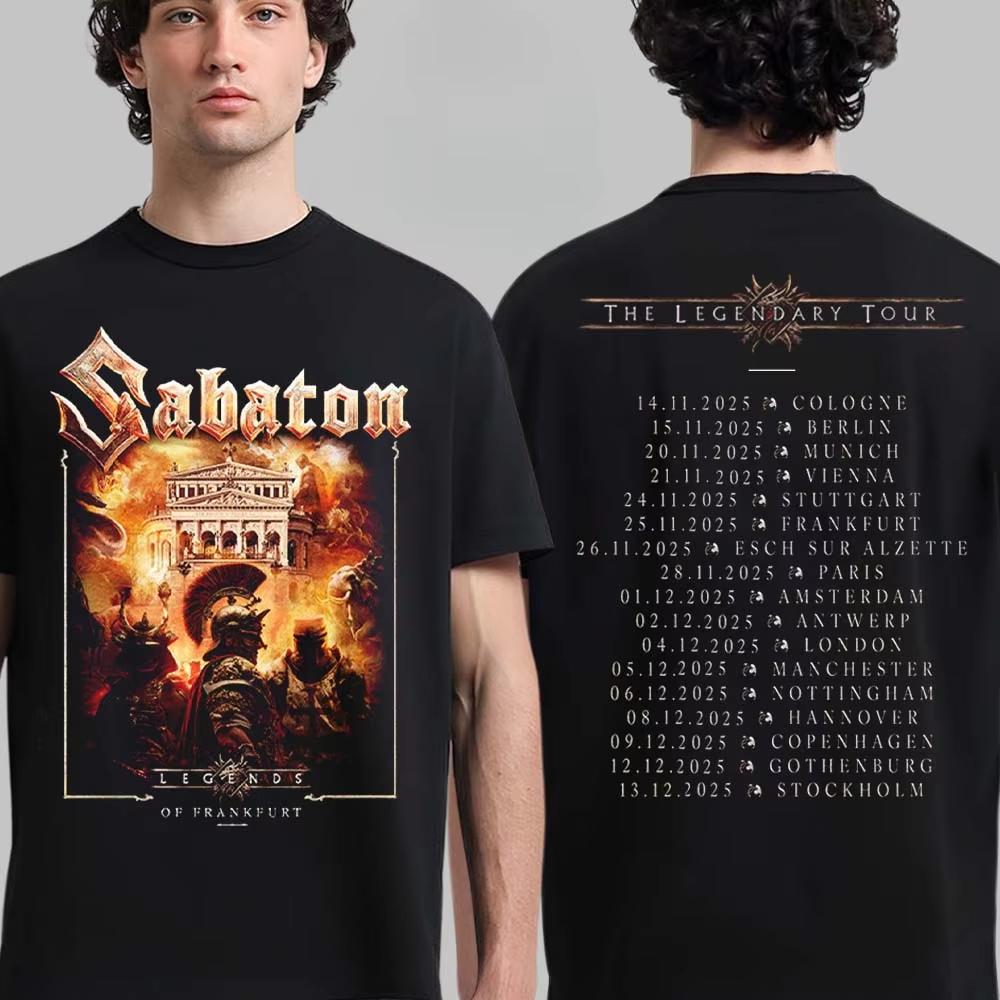 Sabaton Legends Of Frankfurt Print Tee Rock Band Streetwear Casual Unisex Top For Fans