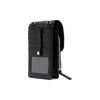 MCM Black Debossed Logo Leather Phone Crossbody Bag with Webbing Strap for Daily Use