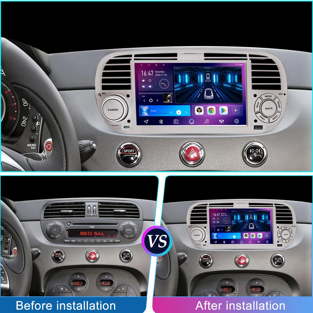 7-дюймовый Android-автомагнитола для FIAT 500 2007-2015, мультимедийный проигрыватель, GPS-навигация, поддержка автомагнитолы Carplay BT DAB OBD2 TPMS