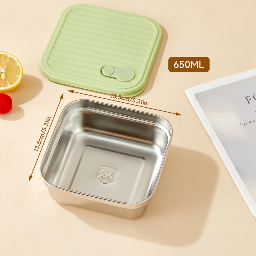 304 Stainless Steel Bento Box With Lid Portable Sealed Divided Lunch Box For Kids Student School Fruit Salad Lunch Container