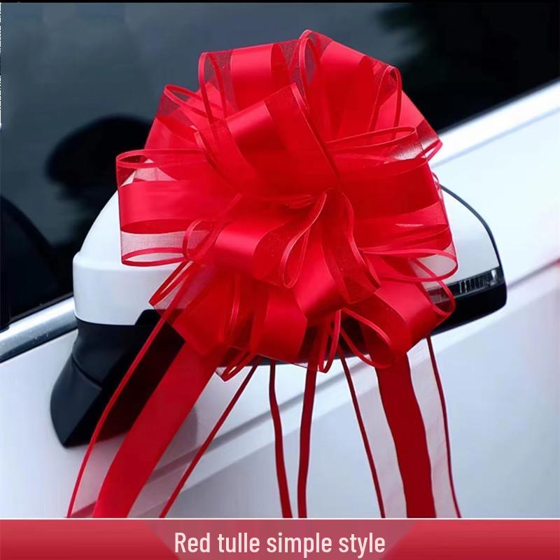 Snow Yarn Ribbon Pull Flowers for Wedding Room & Car Decorations