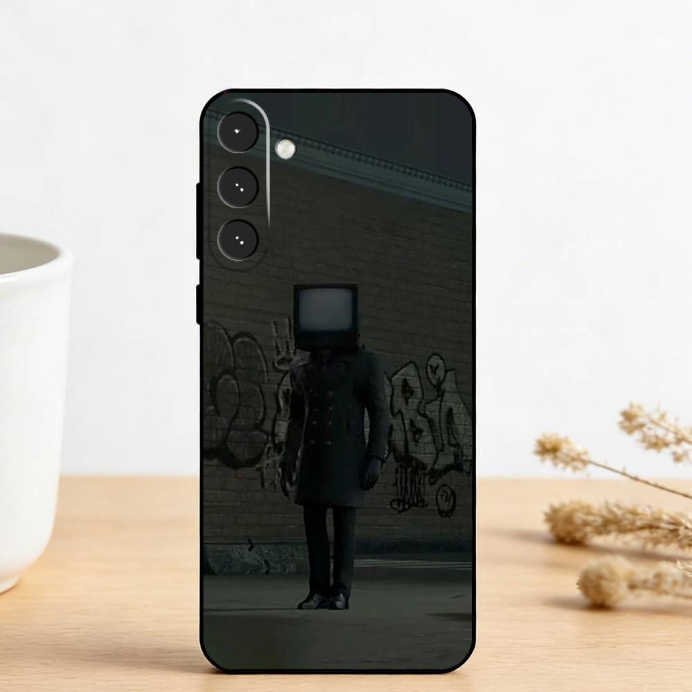S-Skibidi Toilet T-TV M-Man Чехол для телефона Samsung Galaxy A73,A72,A71,A70,A53,A52,A51,Другие Мягкий черный чехол