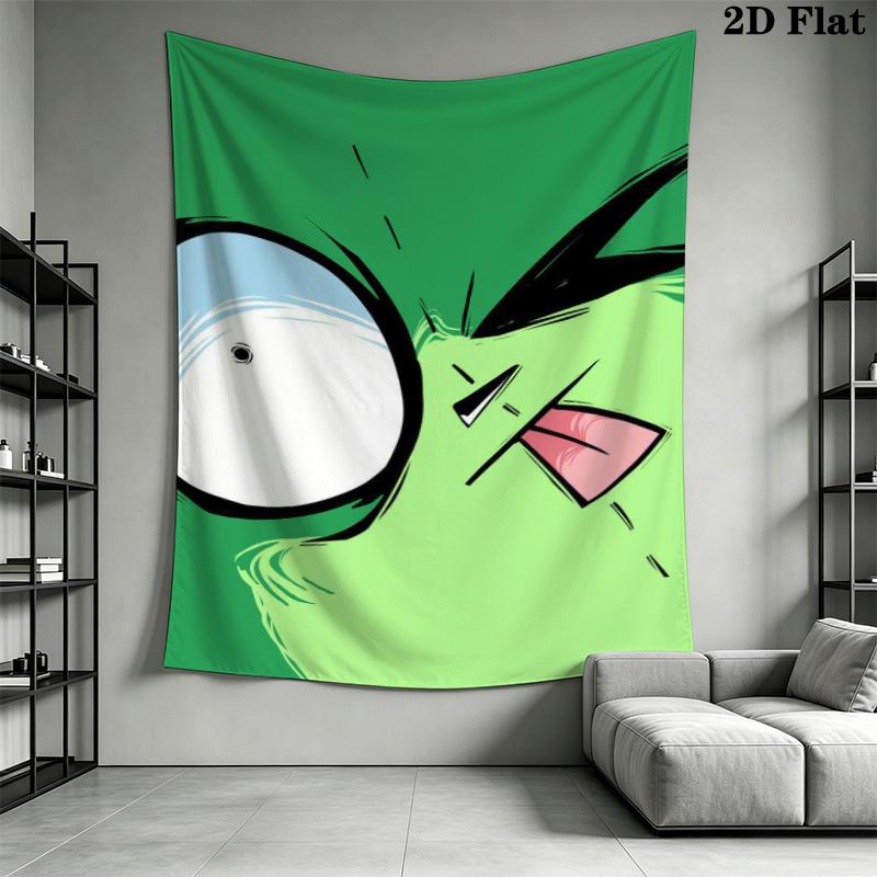 Invader Zim Wall Tapestry Aesthetic Wall Hanging Printed Fabric Blanket Decorative Tapestries for Bedroom Living Room Home Decor