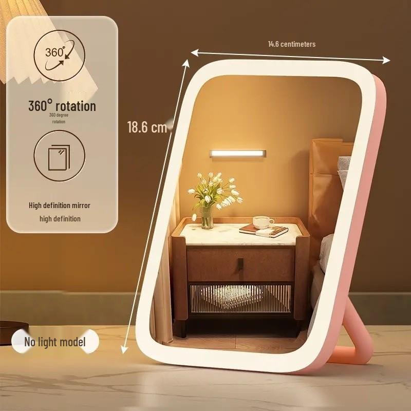 Умное портативное светодиодное зеркало для макияжа с круговым заполняющим светом 360° и плоским дизайном для стола
