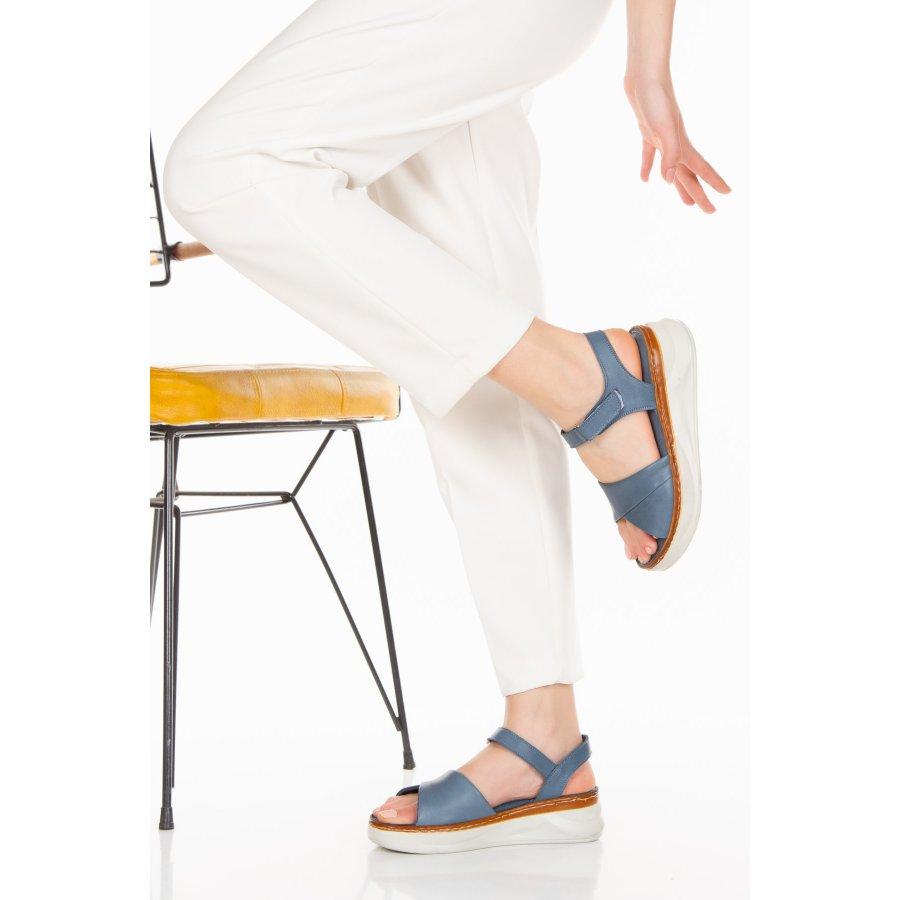 Женские повседневные комфортные сандалии на танкетке из натуральной кожи на каблуке