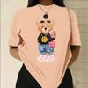 Fashion Women Cute Cartoon Teddy Bear Print T Shirt Funny Casual O-neck Short Sleeves T-shirt Summer Female Tee Shirt