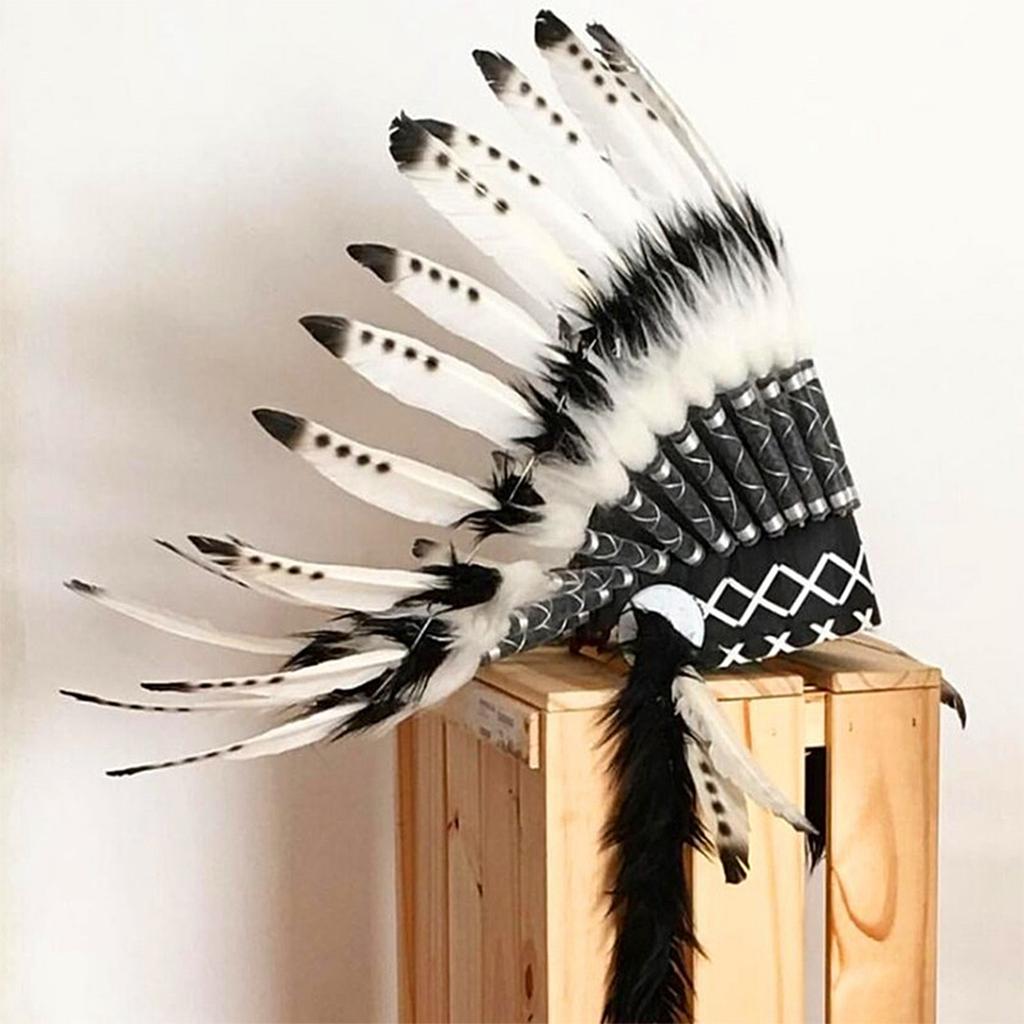 Native American Headdress Black Chief Indian Feather Hat Funny Child Party PropsBlack