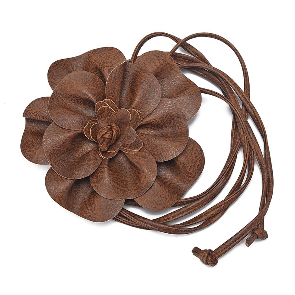 Модные ремни из ПУ кожи с цветочным шнурком, декоративные, роскошные, с цветочной цепочкой на талию, сделай сам, поясные ремни для юбок, джинсов, платьев, одежды