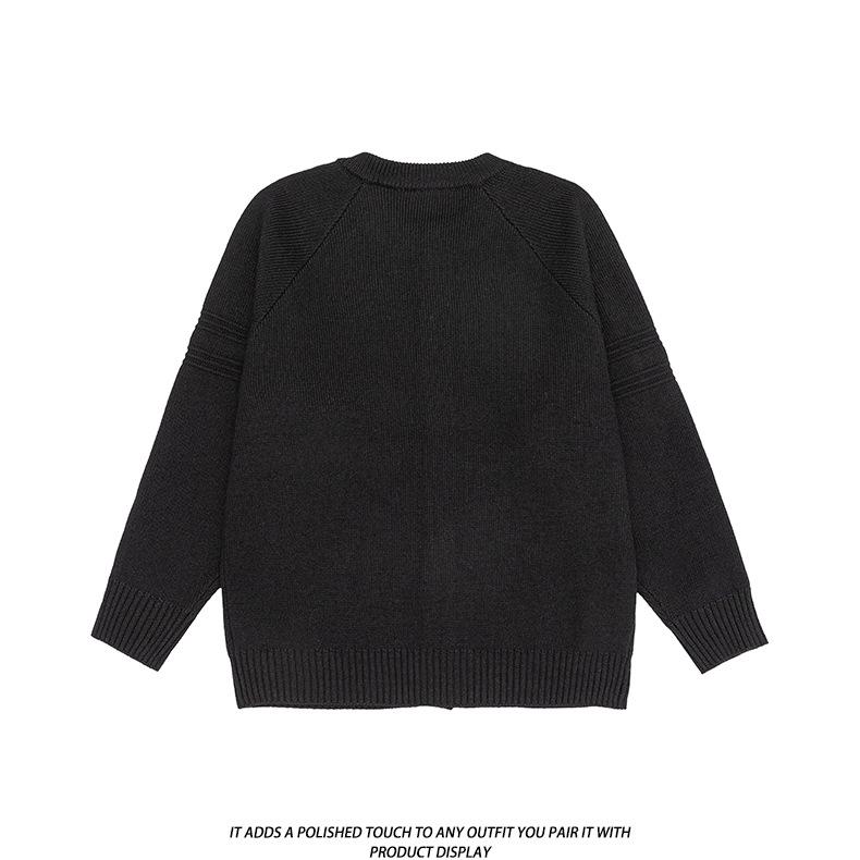 Мужской ретро-кардиган с пуговицами и круглым вырезом в японском стиле - Универсальный осенне-зимний трикотаж для пар