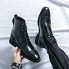 Fashion Autumn Winter European Men's Long Boots Street Style Lace-up Pointed Toe High-top Knight Boots Black Short Boots Combat Boots 46
