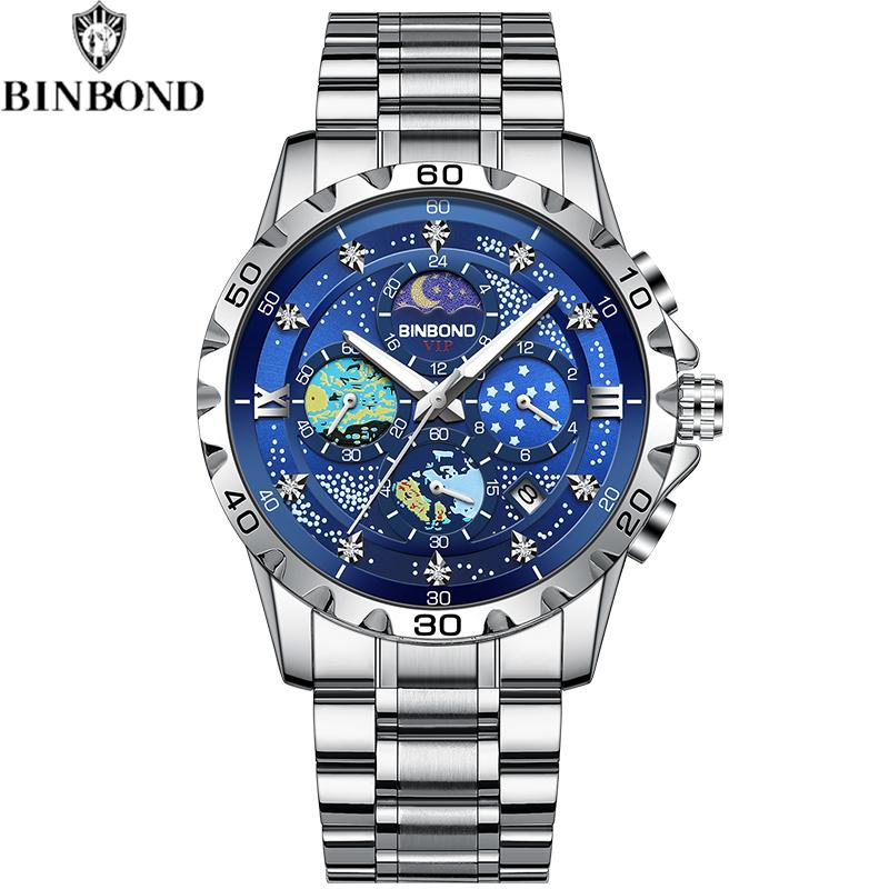 Luxury Quartz Men Watch Date Waterproof Chronograph Luminous Stainless Steel Wristwatch Fashion Business Man Watches